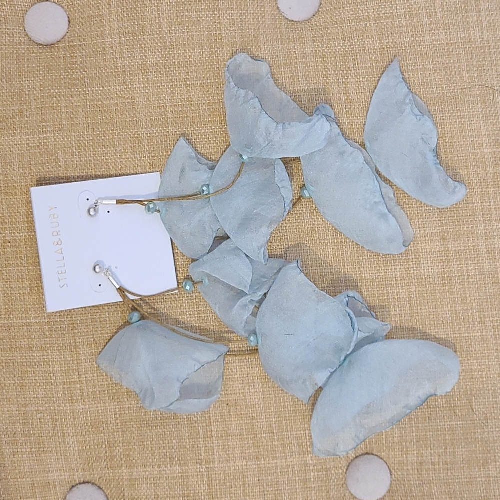 Stella & Ruby Teal Fabric Drop Earrings Petal Style Silver Stud from Nordstrom